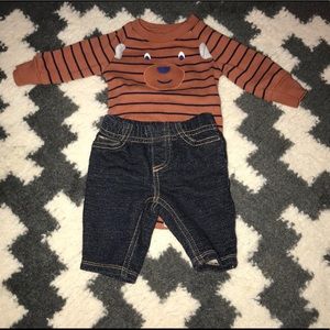 Bear face onesie and denim look like pants